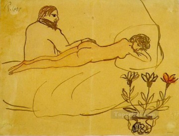 Lying Nude and Seated Picasso 1902 Pablo Picasso Oil Paintings